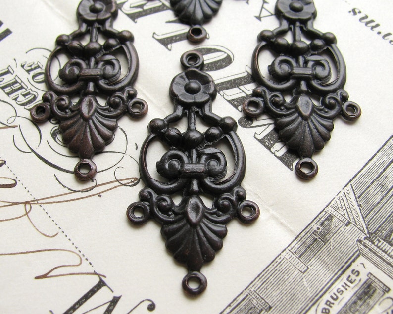 Decorative chandelier earring link 35mm black antiqued brass Etsy