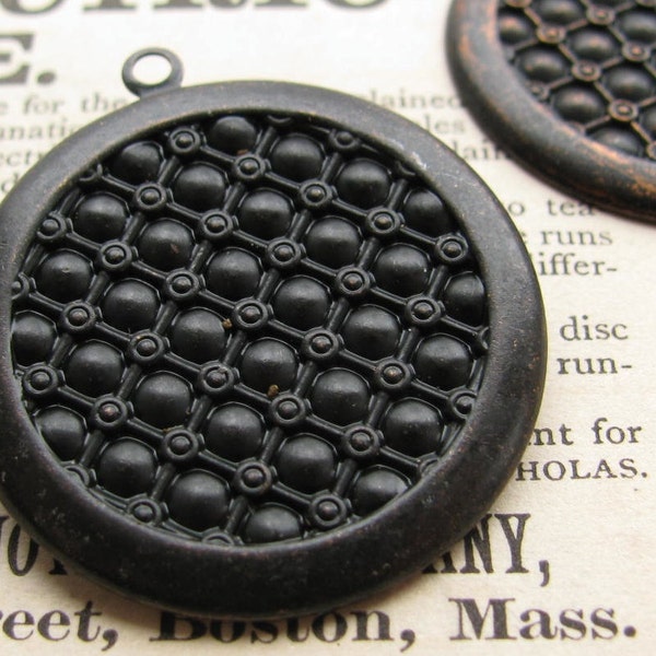 25mm round textured setting, black antiqued brass (4 brass trays) flat back setting, 25mm oxidized frame for cabochons, bottle cap, 1 inch