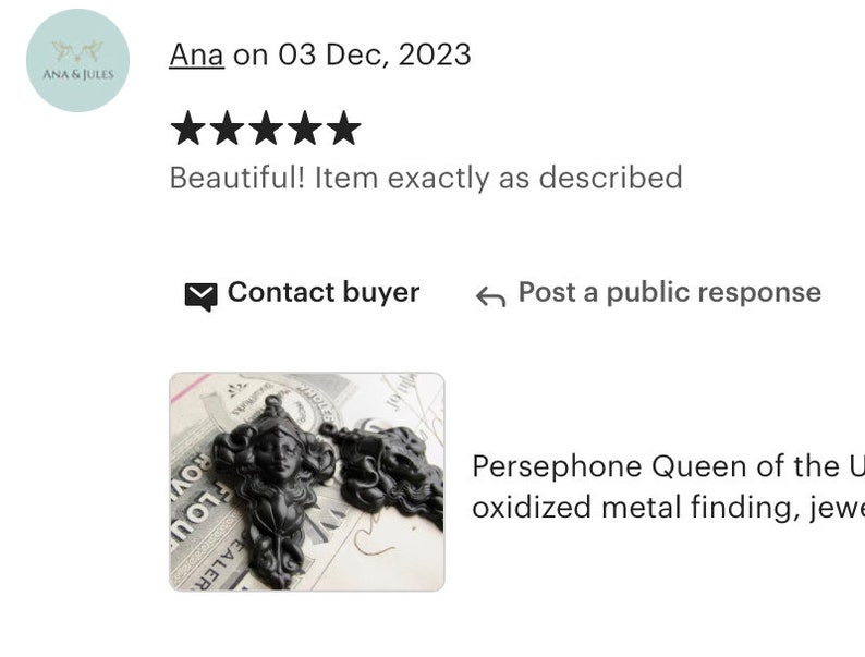 May include: Two black metal pendant charms featuring a stylized female face with a crown. The charms are oxidized and have a detailed design.