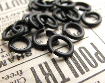 6x7mm oval jump ring, blackened brass (20 rings) lead nickel free, oxidized jump ring, black patina
