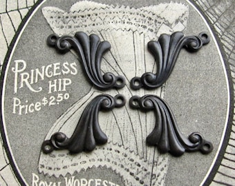 Corset links (2 pairs) 19mm, black antiqued brass, lead and nickel free