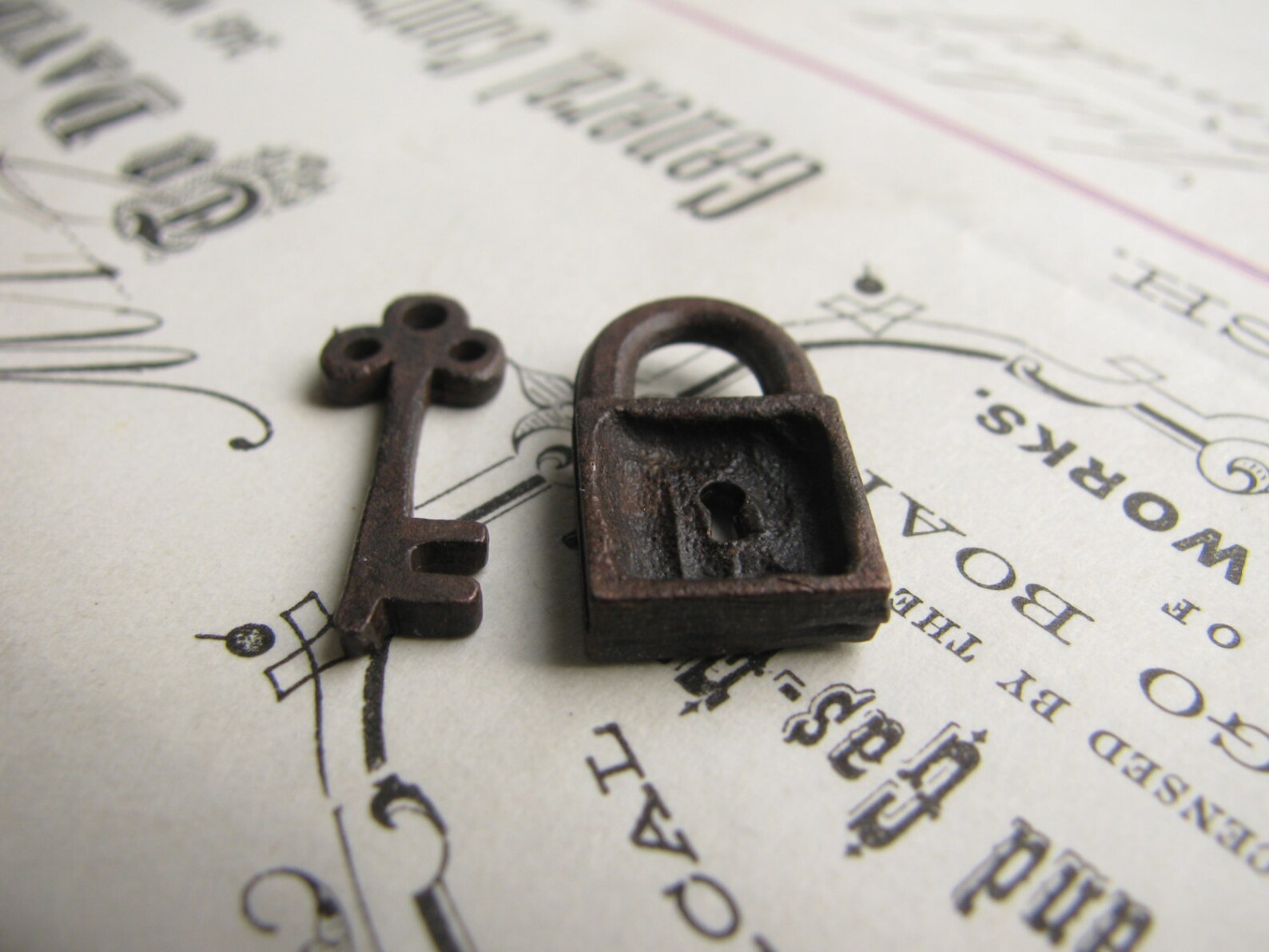 Small Rustic Weathered Jewelry Box Lock and Key Charm Sets Etsy