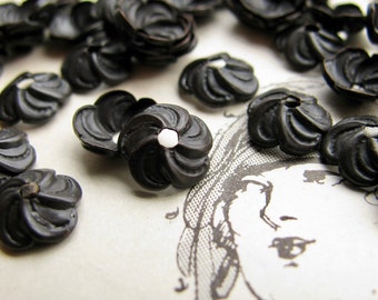 8mm Sakura flower bead cap (6) black brass cherry blossom, made in the USA