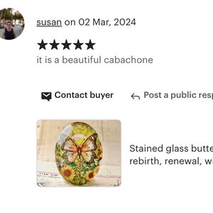 Vidrieras mariposa y girasoles, cabujón ovalado de vidrio hecho a mano, 40x30mm, jardín, renacimiento, renovación, alado, alas imagen 6