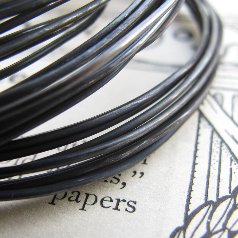 18 gauge wire, aged black wire coil, hand antiqued, dead soft 10 foot coil 3 meters black patina, oxidized dark copper crafting image 1