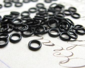 Tiny 4mm jump rings, black antiqued brass (50 rings) 24 gauge, made in the USA