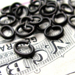 5x6mm oval jump ring, black antiqued brass (30 rings) oxidized patina, lead nickel free, made in the USA, black jumpring