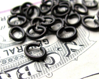 5x6mm oval jump ring, black antiqued brass (30 rings) oxidized patina, lead nickel free, made in the USA, black jumpring