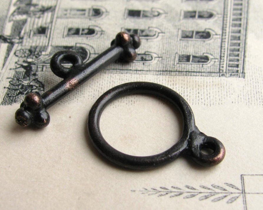 Elegant, simple toggle clasps, round 12mm circle, 20mm toggle bar, 2 …