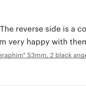 May include: Five star review for a pair of black angel wings. The review states that the wings are well made and not fragile. The reviewer purchased the Fallen Angel Brass Wings "Seraphim" 53mm, 2 black angel wings.