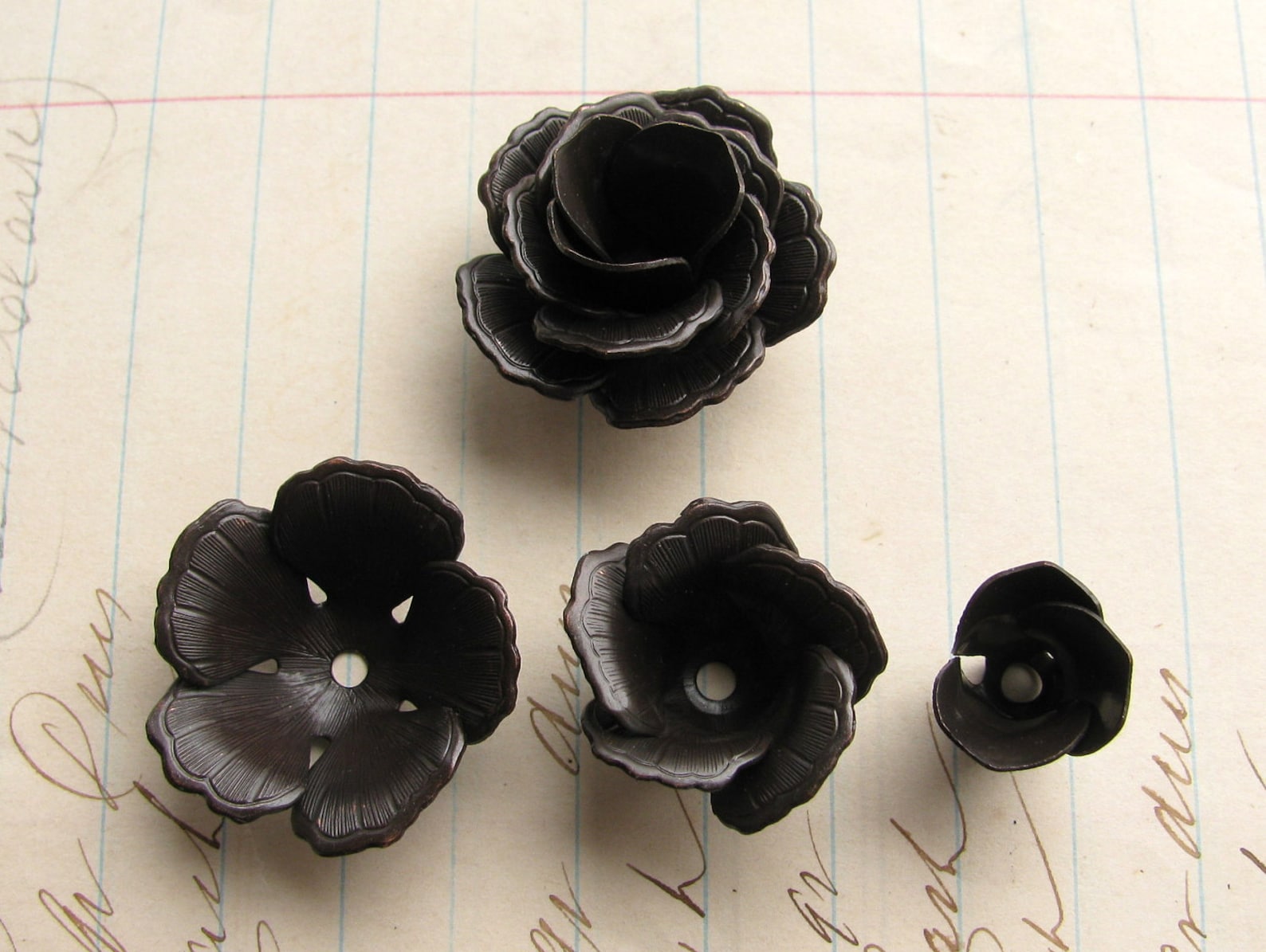 Exclusive to Fallen Angel Brass Nesting Bead Caps, Fully Bloomed Lacy ...