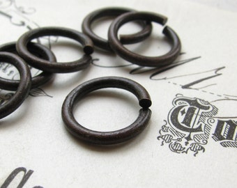 13mm jump ring, black antiqued brass (8 rings) lead, nickel free, made in the USA, 13 gauge, aged black patina, oxidized