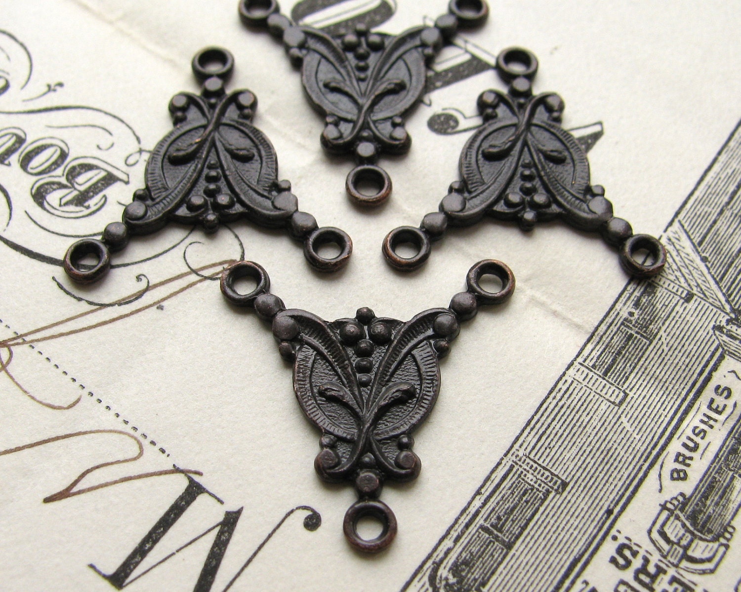 Oxidized Busy Bee Charms Brass Stampings - Filigree & Me