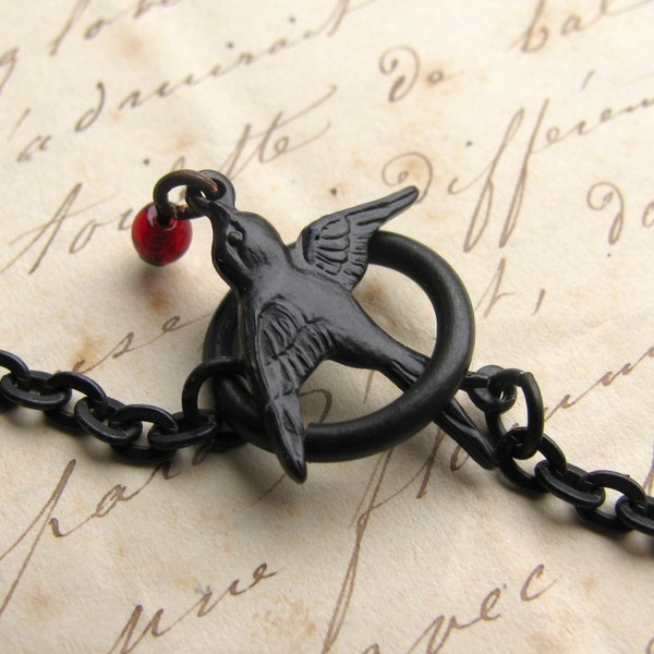 Swallow toggle clasp kit , dark antiqued brass, 17mm wing, 13mm ring  (2 kits) DIY kit bird necklace link, nickel free, aged black patina