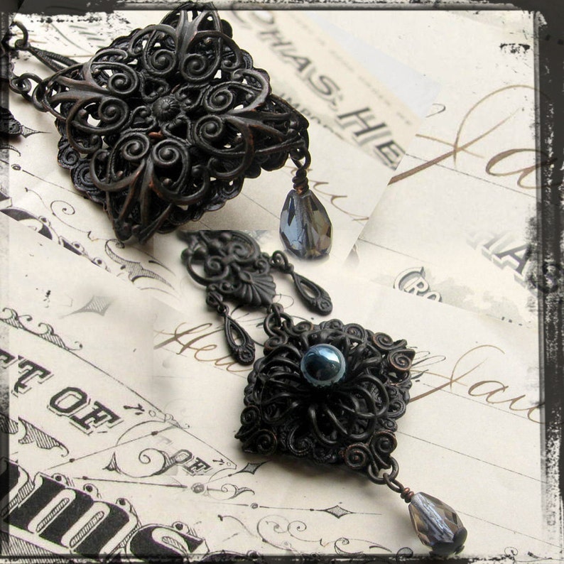 Decorative chandelier earring link 35mm black antiqued brass Etsy