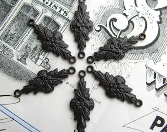20mm small posey link, black antiqued brass (6) made in the USA