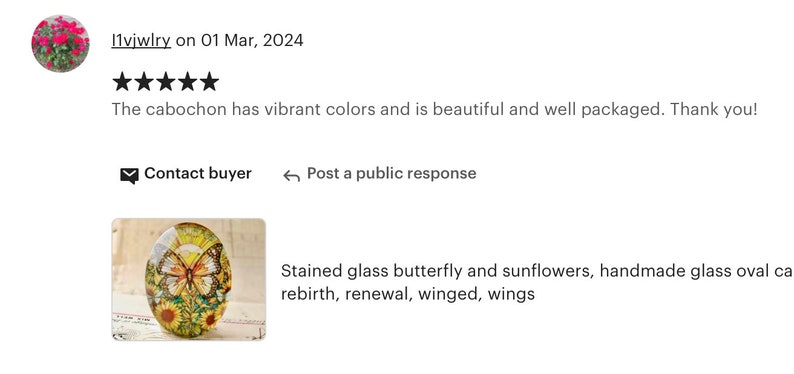 Stained glass butterfly and sunflowers, handmade glass oval cabochon, 40x30mm, garden, rebirth, renewal, winged, wings image 5