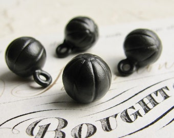 Little melon ball charm, black patina, 8mm (4 black balls) mini ball, round black ball, mini ball, oxidized dark brass, sphere, orb