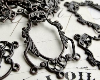 Delicate 27mm chandelier drop for earrings, black antiqued brass (4)
