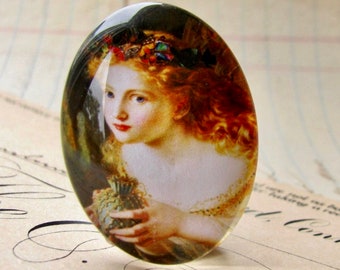 Butterfly fairy, handmade glass oval cabochon, 25x18mm or 40x30mm, artisan crafted in this shop, art history