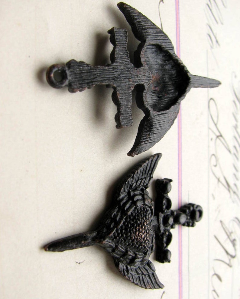 wings 2 pendants from Bad Girl Castings Gothic rosary cross black cross winged heart dagger 40mm antiqued black pewter