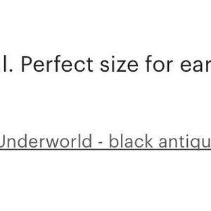 May include: Five star review for a black antiqued brass pendant. The review states "These are nothing less than beautiful. Perfect size for earrings or pendants, plus the detail is wonderful." The review is by Lizbeth Johnson on April 28, 2014.
