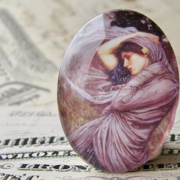 From 1903 John William Waterhouse "Boreas" 40x30mm or 25x18mm glass oval cabochon, artisan crafted in shop, fine art stone, Art History