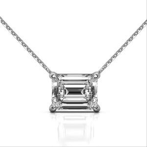 Solitaire 2.5 Carats Emerald-Cut Necklace