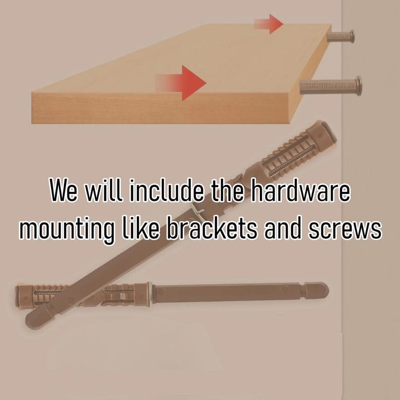 Puede incluir: Primer plano de soportes y tornillos de metal marr&oacute;n utilizados para montar un estante. Los soportes est&aacute;n dise&ntilde;ados para fijarse a una pared y el estante se coloca encima de los soportes. Los tornillos se utilizan para asegurar los soportes a la pared.