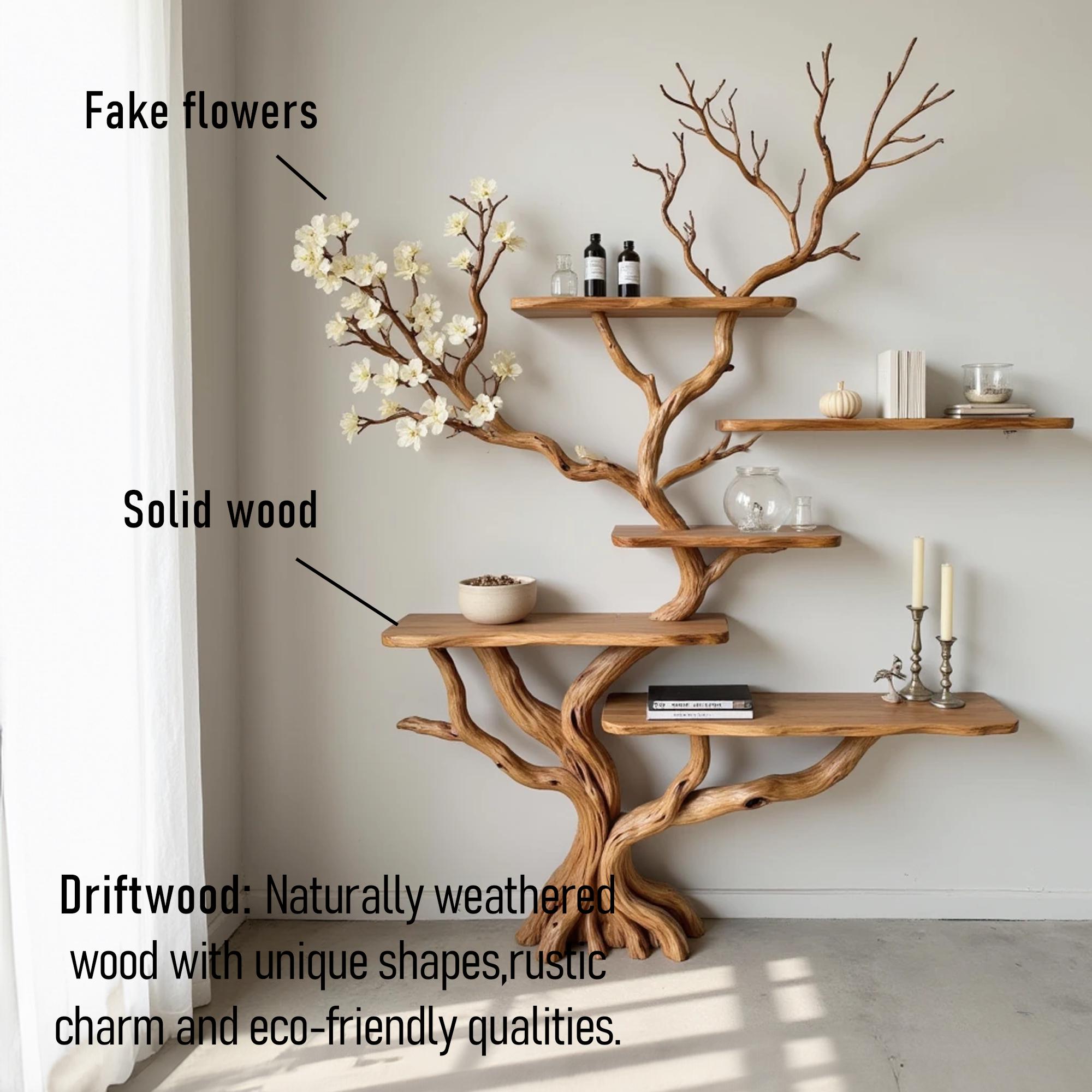 Tree Branch Bookshelf Solid Wood Console Table Wall Mount