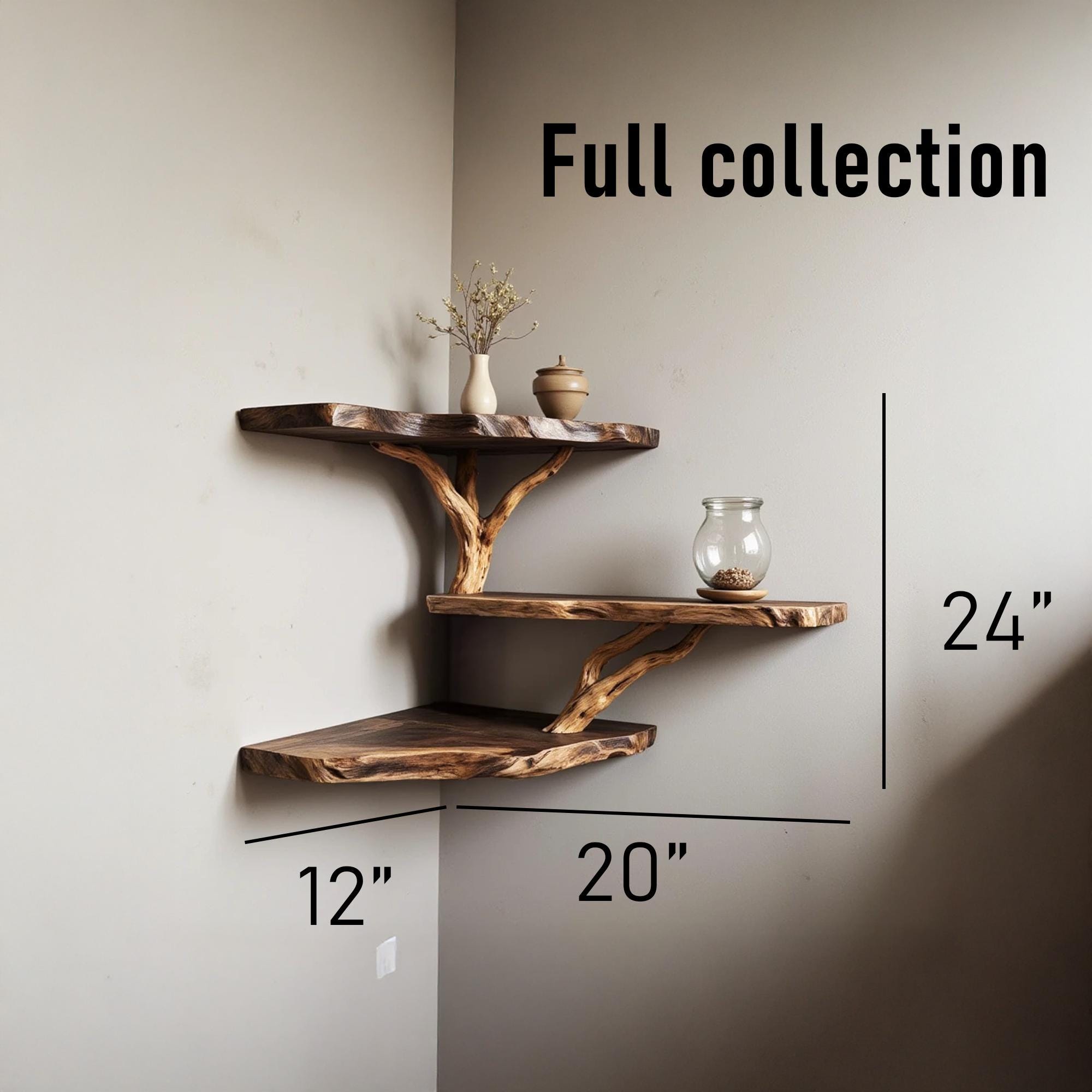 最終値下げ　WHAT WE WANT SOLIDWOOD SHELF Driftwood Corner Wall Shelf Natural Solidwood Bookshelf Art Unique