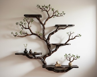 Live edge floating shelves on wall tree bookshelf driftwood branch shelf art home decor