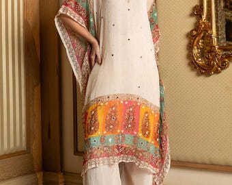 Beige Multicolor Printed Kaftan