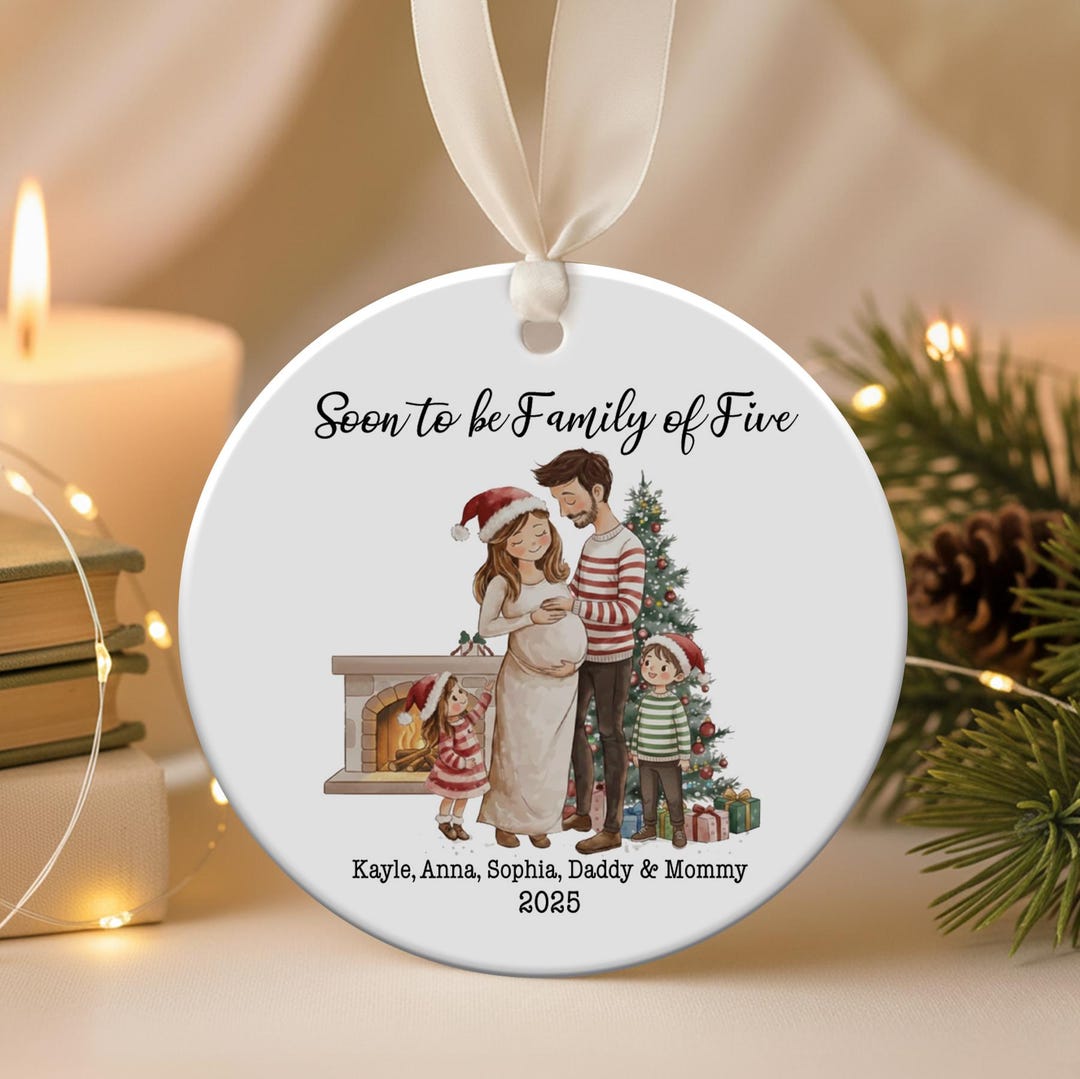 Personalized Soon to Be Family of Five Christmas Ornament, Pregnancy ...