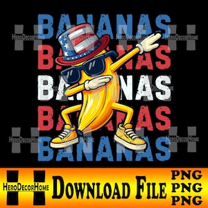 Divertente banana dabbing 4 luglio PNG - Fantastico design patriottico dei cartoni animati per sublimazione e png