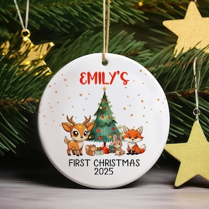 Babys first christmas ornament, personalized baby&#39;s first christmas ornament girl, ceramic christmas ornament for baby girl, new baby gift