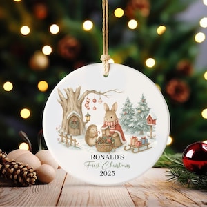 Babys first christmas ornament, personalized baby&#39;s first christmas ornament girl, ceramic christmas ornament for baby girl, new baby gift