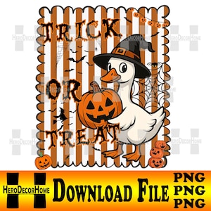 Halloween Goose Trick or Treat PNG, Halloween Silly Goose Clipart, Boy Halloween Goose PNG, Halloween Boy Shirt png, Kids Halloween, Pumpkin