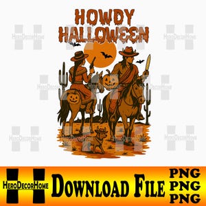 Howdy Halloween PNG, Retro Halloween Png, Funny Halloween PNG, Funny Cowgirl Halloween PNG Design, Spooky Cute Western Halloween Clipart.