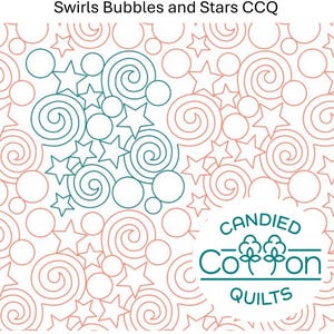 Swirls Bubbles and Stars- Digital Longarm Quilting Design for Edge to Edge Pantograph
