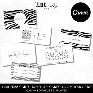 VISITENKARTEN-VORLAGEN Treuekarte Geschenkgutschein Zebradruck Kleinunternehmen Instagram editierbar in Canva Basic Digital Art Marketing