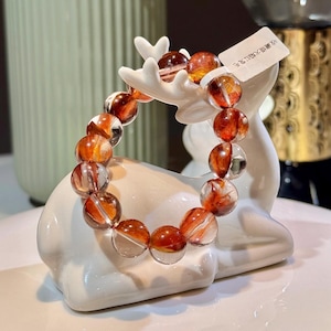 Flame Red Rabbit Hair Rutilated Quartz Beaded Bracelet｜Top-Tier (13.7mm+)