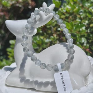 Blue Rabbit Hair Rutilated Quartz Bracelet: Handmade Beaded Crystal