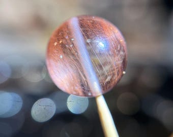 Koralik z czerwonego kwarcu z włosia królika (17,8 mm+): kryształ kolekcjonerski do biżuterii i uzdrawiania