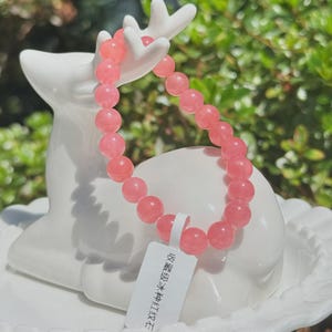 Ice-clear Rhodochrosite Gemstone Beaded Bracelet