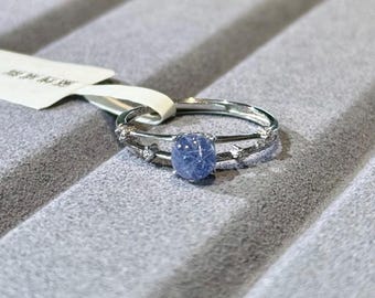 Anillo ajustable de plata con dumortierita (5,1 mm+)