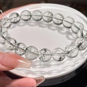 Green Phantom Quartz Beaded bracelet, Natural Quartz (11.6mm+)