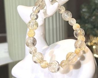 Sammler Qualität Golden Rutilquarz Bubble Bead Armband | 7–10,3mm
