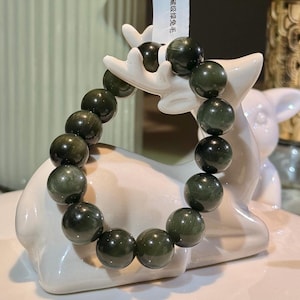 Fully Rutilated Green Rabbit Hair Quartz Beaded Bracelet ｜Collector&#39;s Grade (14.2mm+)