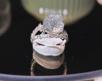 Blue Rutilated Quartz Rabbit Ring, Natural Blue Rutile Quartz, Adjustable Sterling Silver, Cute Bunny Ring, Unique Crystal Jewelry